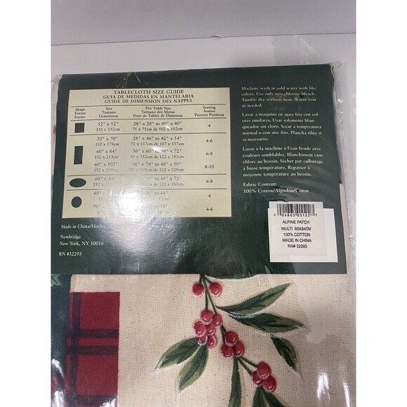 Vtg Holiday At Home (Macy’s) Alpine Patch 60x40 Tablecloth OvalChristmas Sealed - Picture 3 of 4